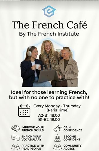 The French Café by The French Institute — weekly conversation club poster